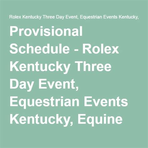 how to watch rolex kentucky|Schedule of Events .